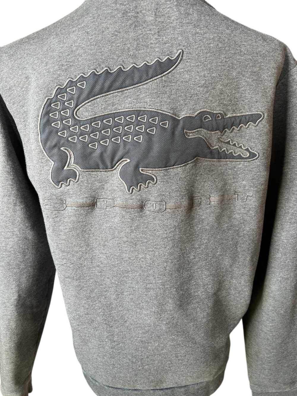Lacoste Sport Full Zip Fleece Jacket Gray Croc Logo Back Men’s Medium M - Picture 6 of 9